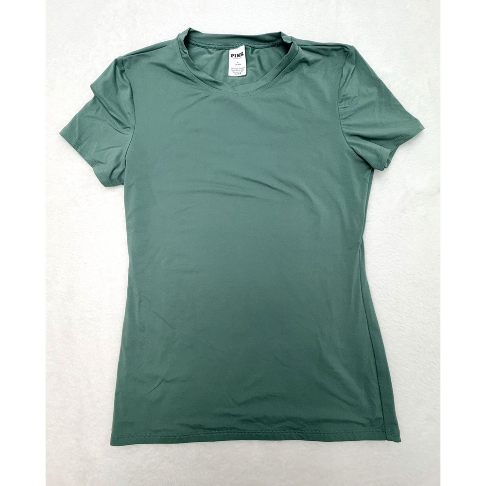 PINK Victoria's Secret Womens Short Sleeve T-Shirt Size Medium Green Athletic